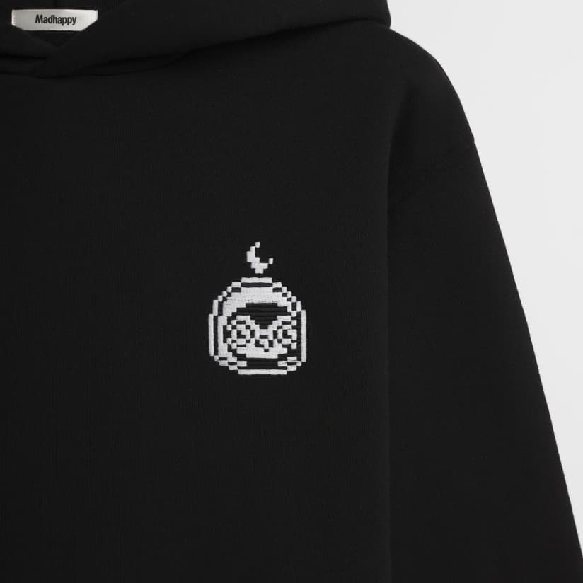 Black Madhappy hoodie closeup