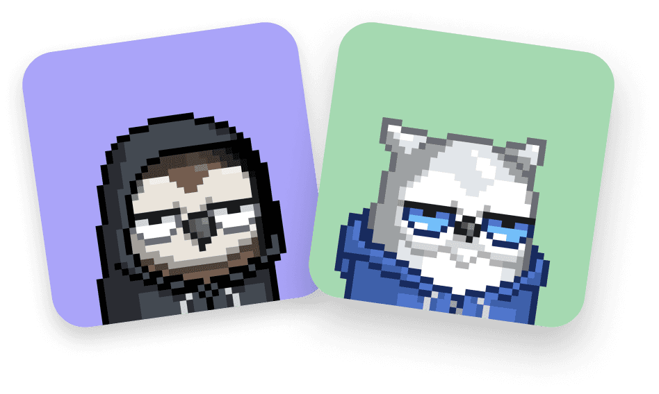 Two moonbirds wearing hoodies